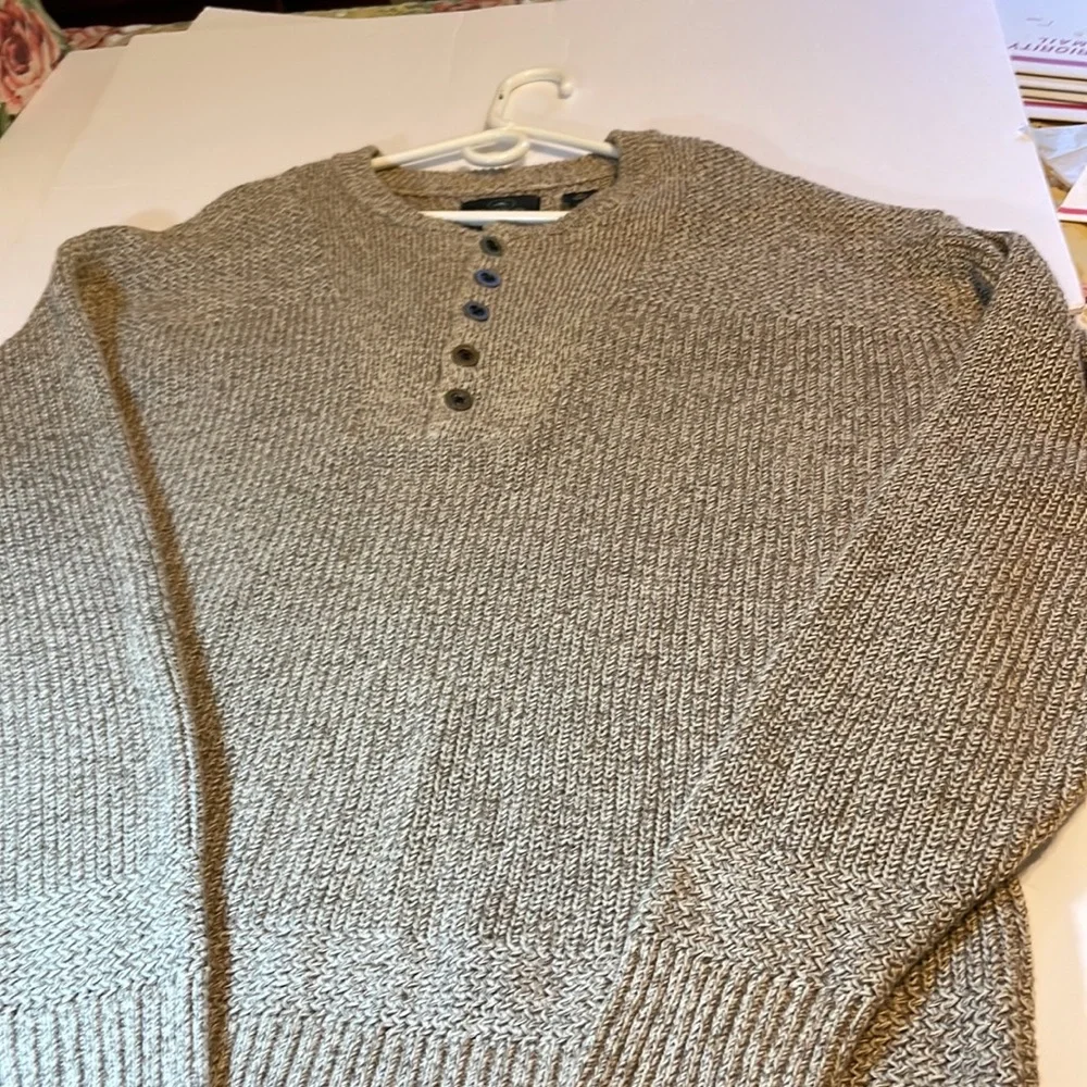 Redhead Brown Tweed Cotton Blend Sweater with Button Packet Size XL
